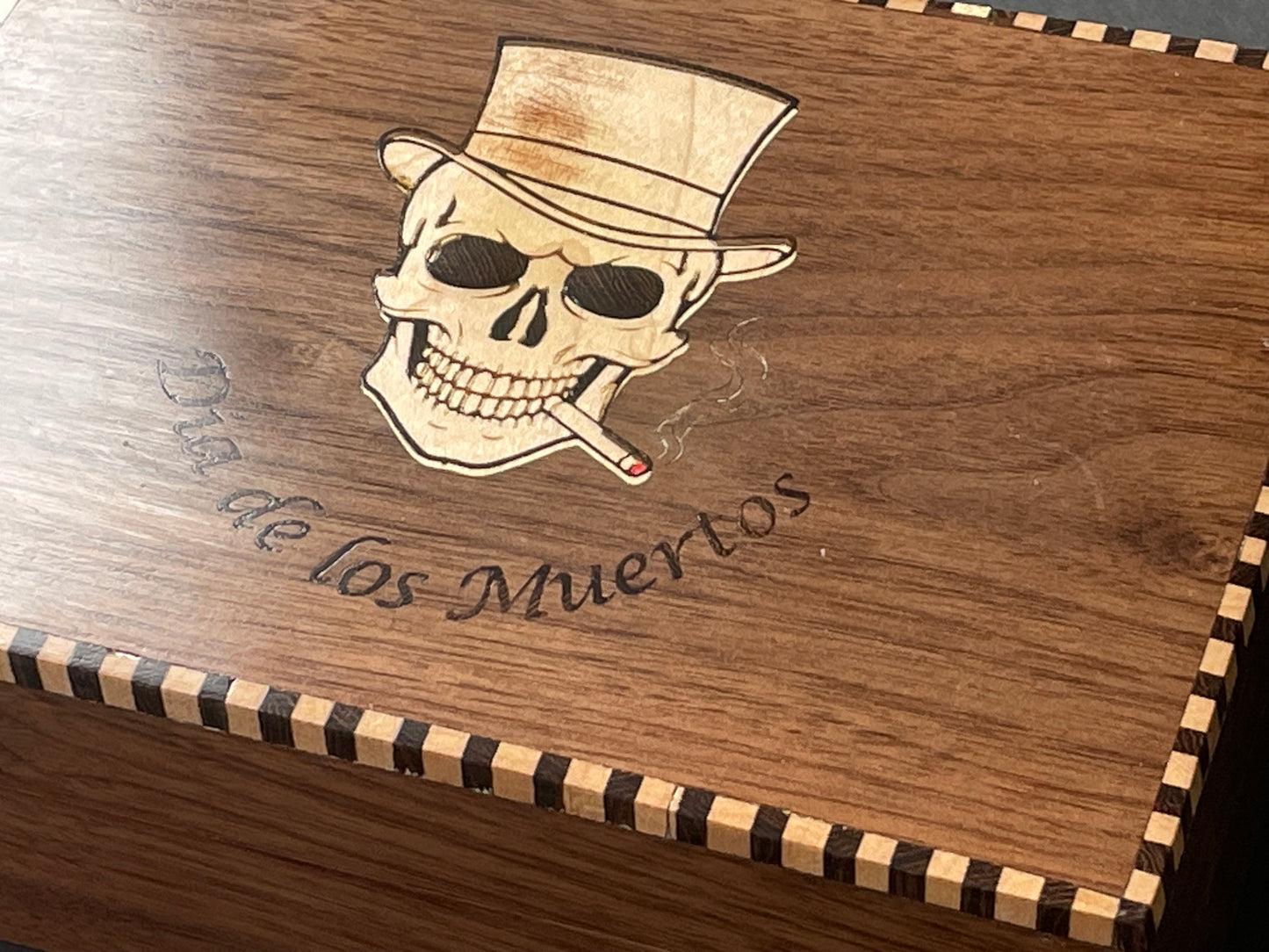 Inlaid Walnut Cufflink Box