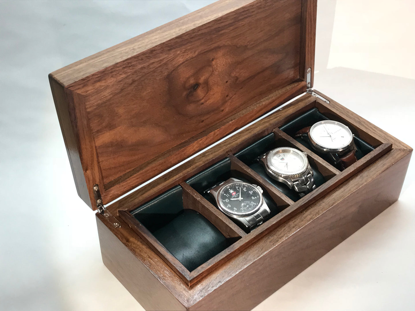 4 Watch Box with black leather lining - one off