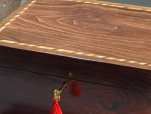 Walnut Jewellery Box (available) with old school tie inlay