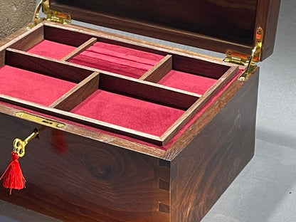 Walnut Jewellery Box (available) with old school tie inlay