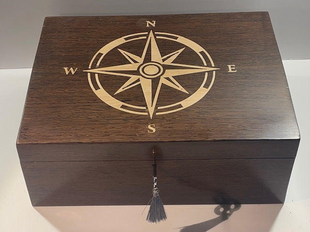 Wenge box Deep with inlaid compass - available