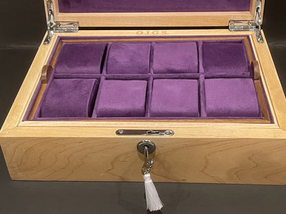 8 watch box in solid wood, choice of linings, quality fittings