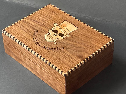 Inlaid Walnut Cufflink Box