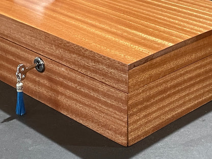 8 watch box (available) in Sapele with Blue velvet lining