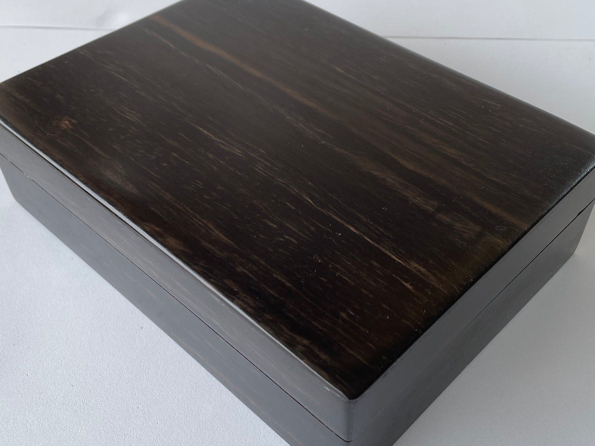 Bespoke box to hold 8 watches in Bog Oak with Olive velvet lining
