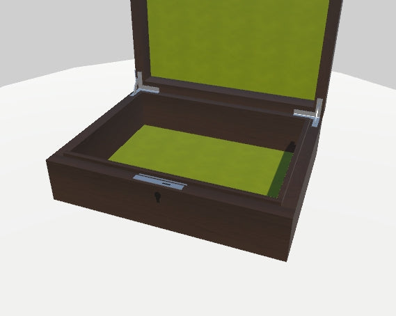 Display tray in walnut.