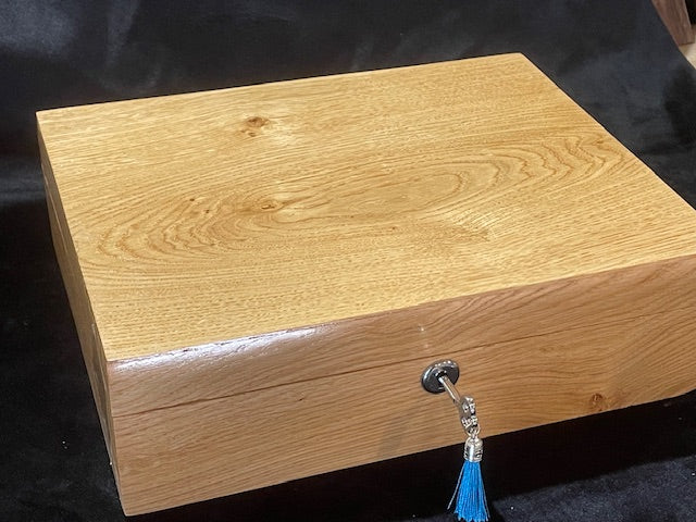 8 watch box (available) in solid Oak with Teal velvet lining
