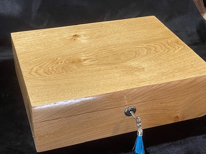 8 watch box (available) in solid Oak with Teal velvet lining