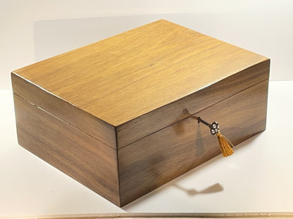 Valet box (available) large walnut box blue velvet lining